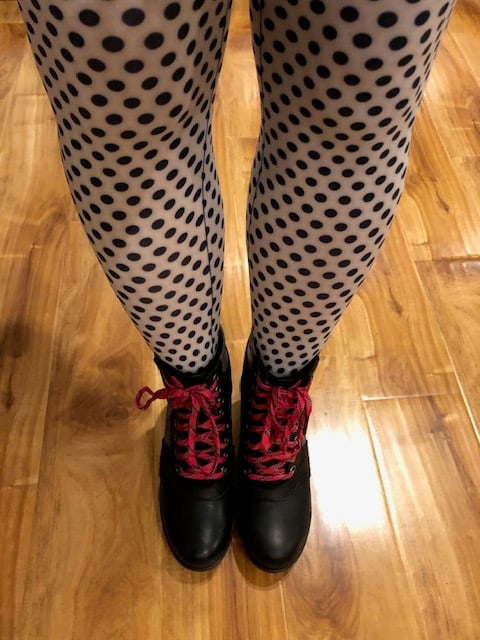 White tights with black polka outlet dots